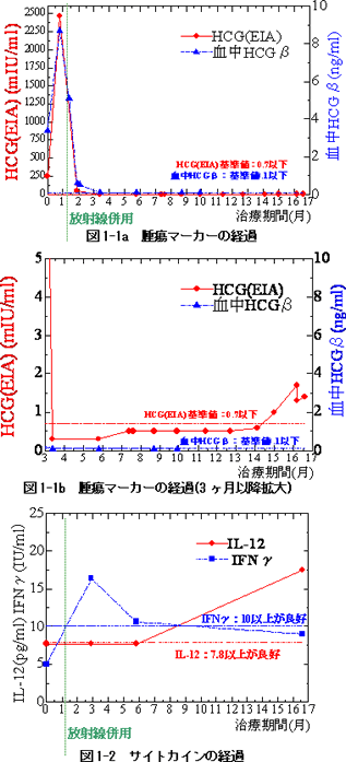 脳腫瘍　HCG産生脳腫瘍(胚細胞腫瘍)　症例　腫瘍マーカーおよび免疫検査の推移